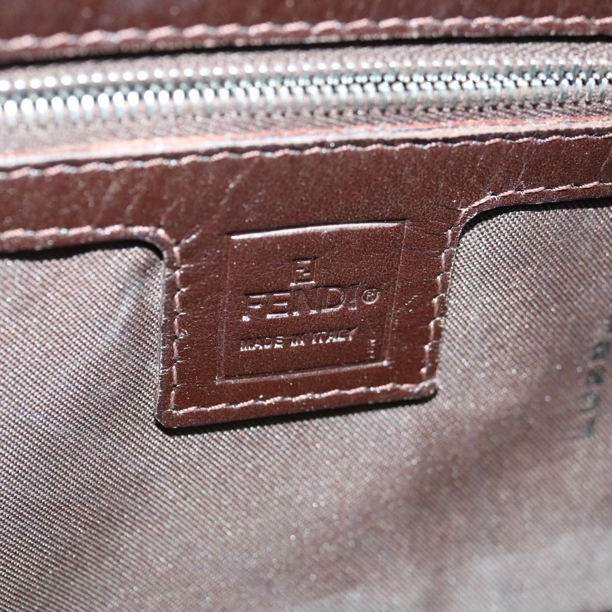 FENDI Zucca Canvas Mamma Baguette Shoulder Bag Brown Black65243A