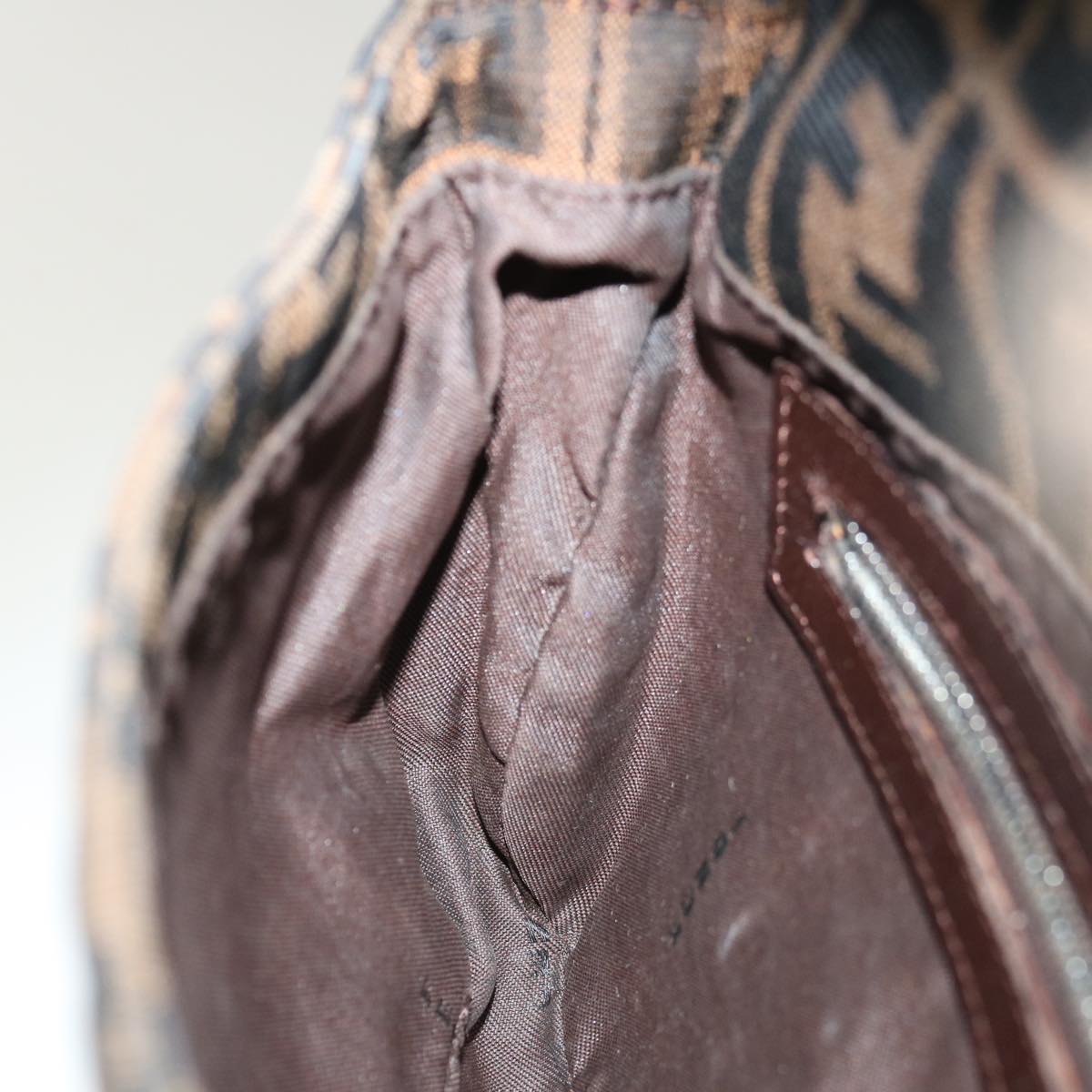 FENDI Zucca Canvas Mamma Baguette Shoulder Bag Brown Black65243A