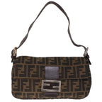 FENDI Zucca Canvas Mamma Baguette Shoulder Bag Brown Black65243A