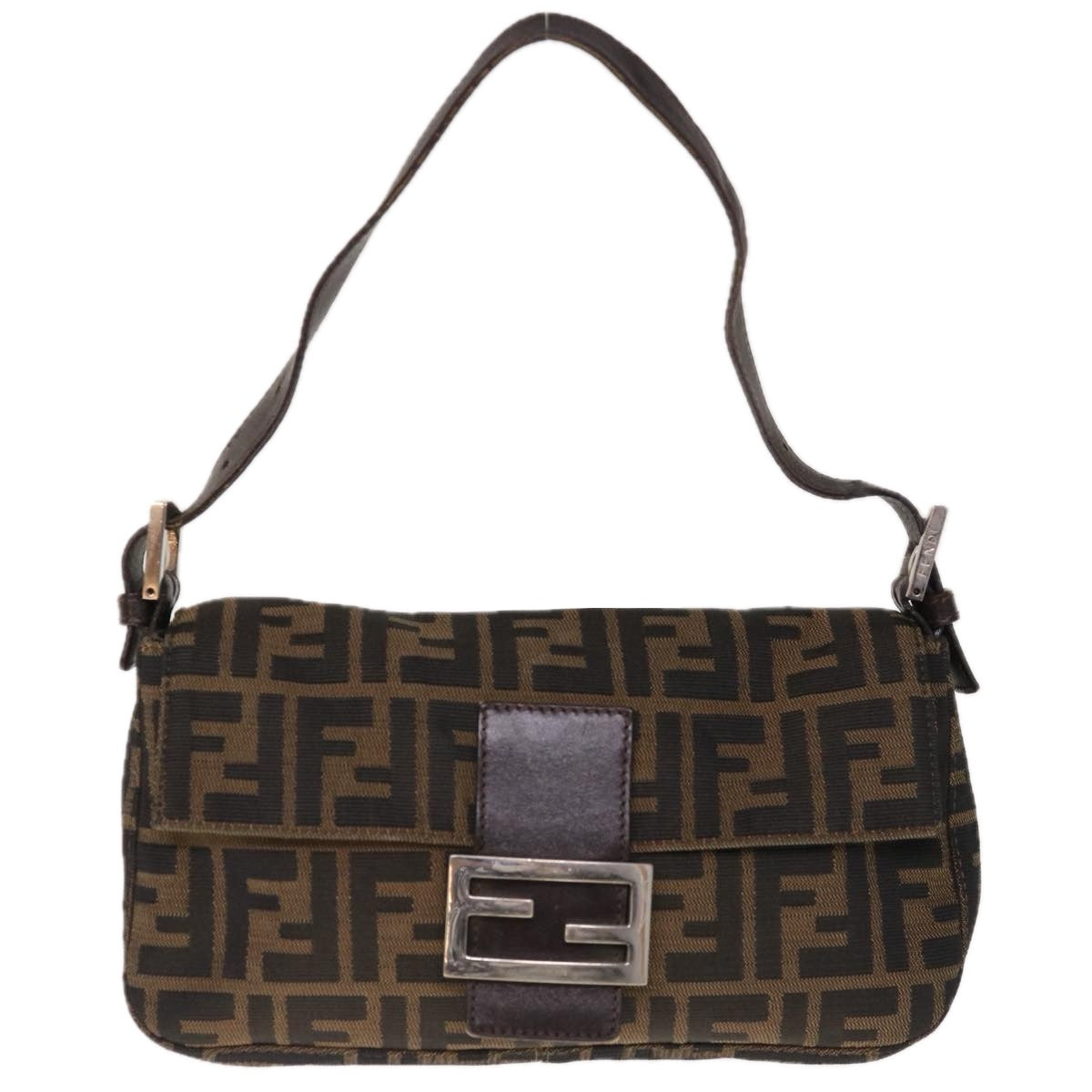 FENDI Zucca Canvas Mamma Baguette Shoulder Bag Brown Black65243A