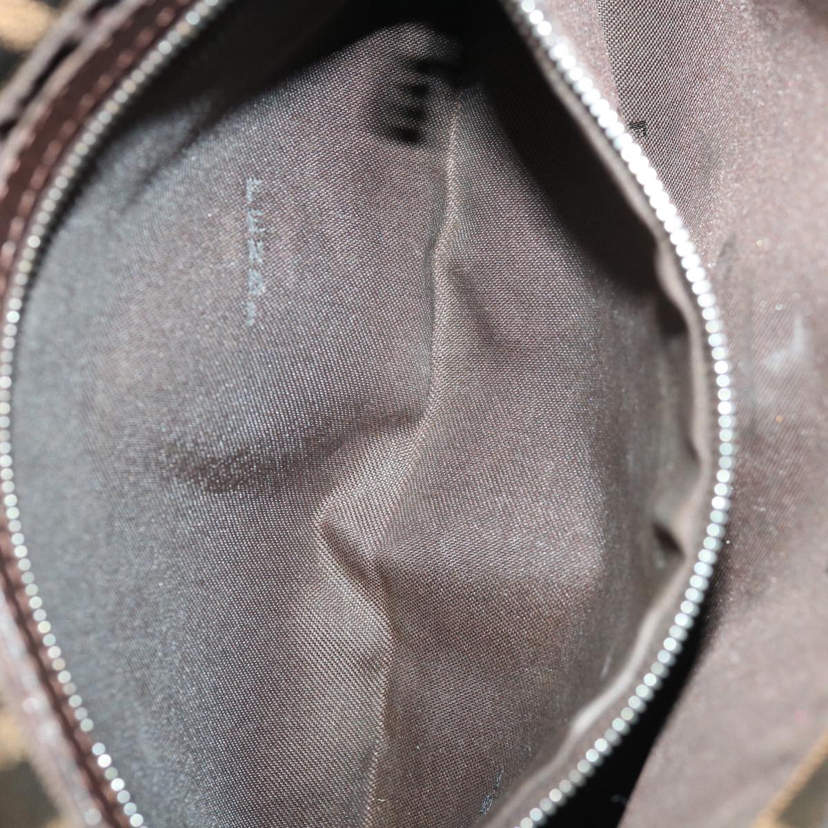 FENDI Zucca Canvas Mamma Baguette Shoulder Bag Brown Black65243A