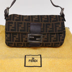 FENDI Zucca Canvas Mamma Baguette Shoulder Bag Brown Black65243A