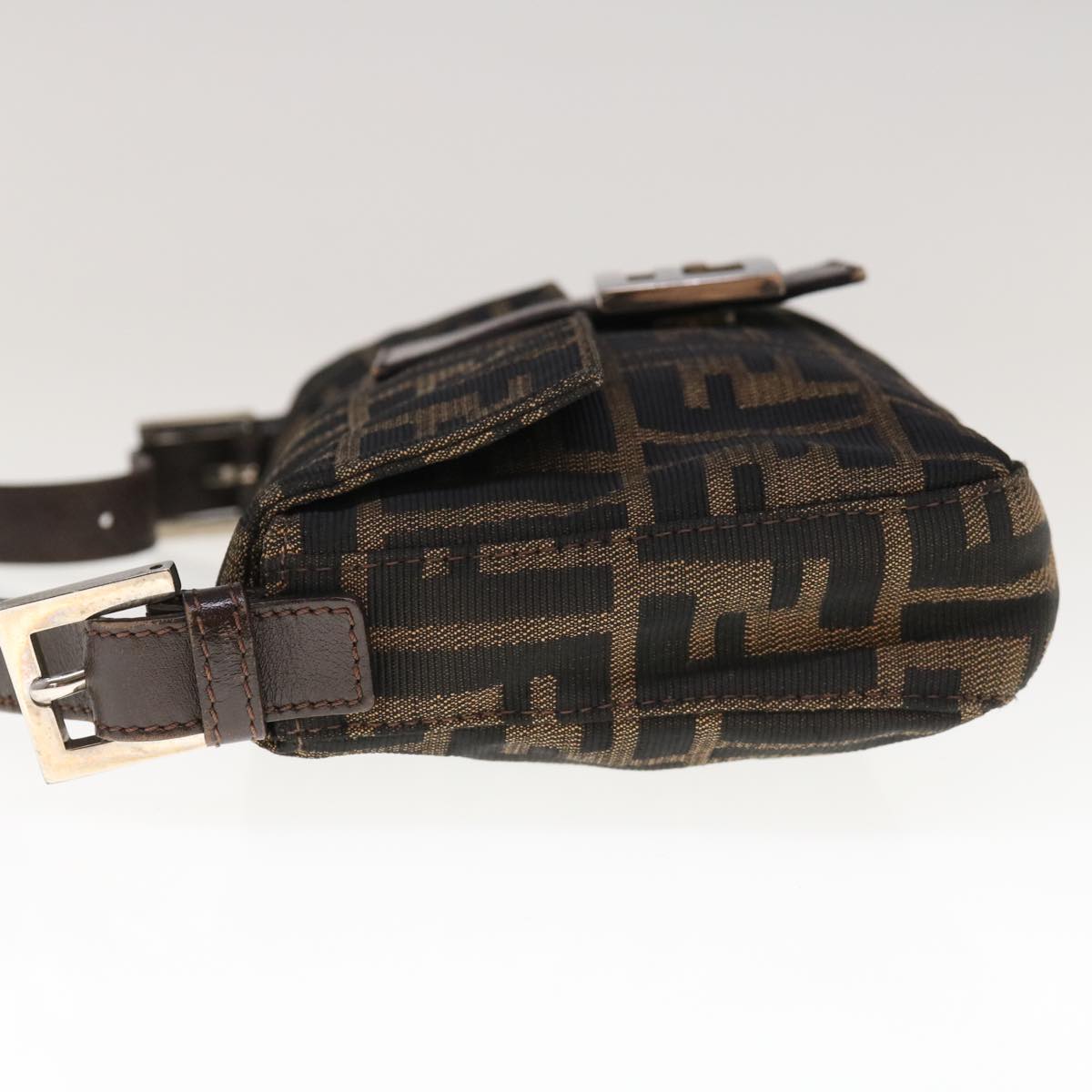 FENDI Zucca Canvas Mamma Baguette Shoulder Bag Brown Black65243A