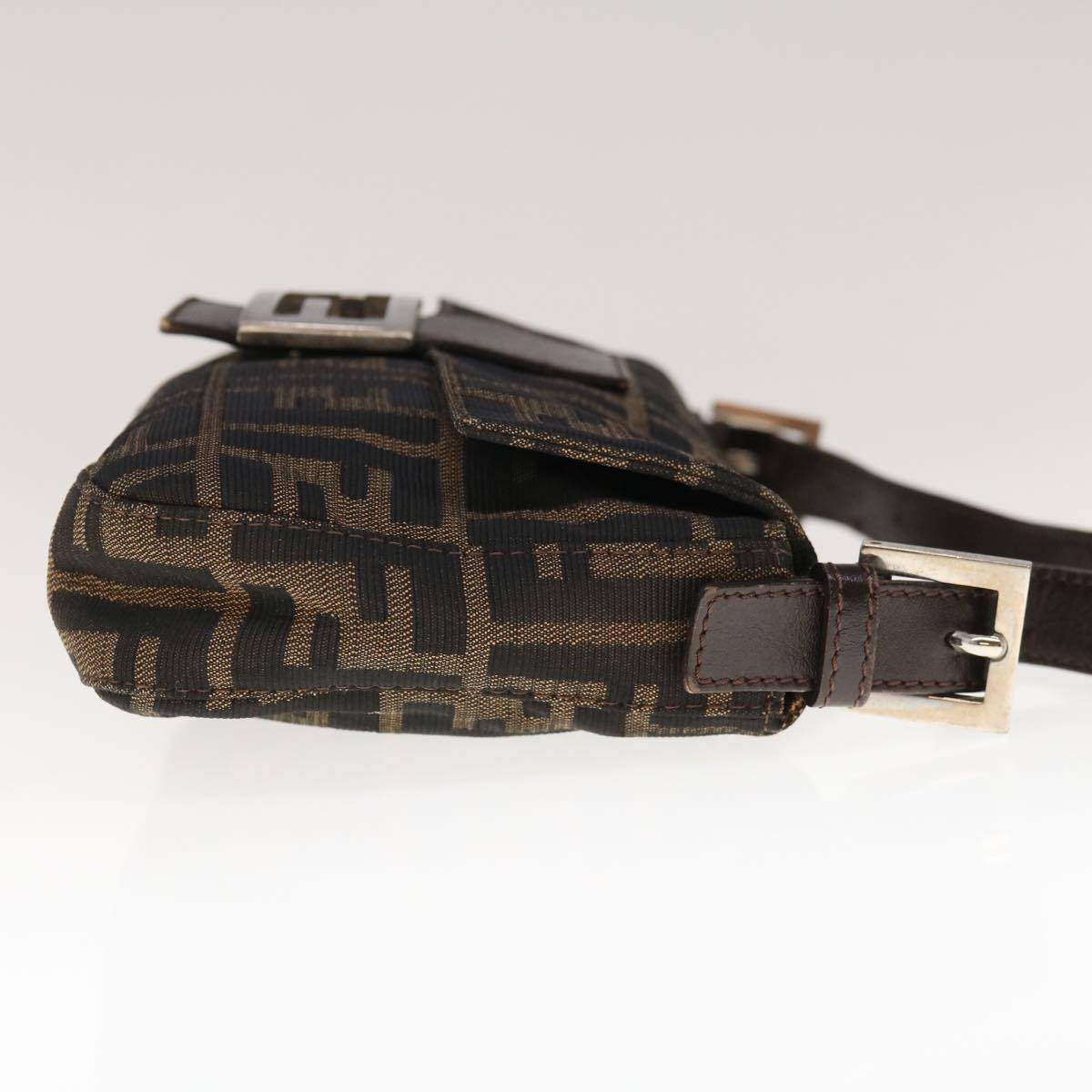 FENDI Zucca Canvas Mamma Baguette Shoulder Bag Brown Black65243A