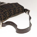 FENDI Zucca Canvas Mamma Baguette Shoulder Bag Brown Black65243A