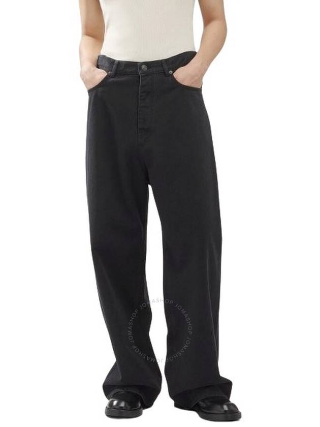 Balenciaga Logo Patch Loose Fit Baggy Jeans Black