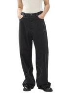 Balenciaga Logo Patch Loose Fit Baggy Jeans Black