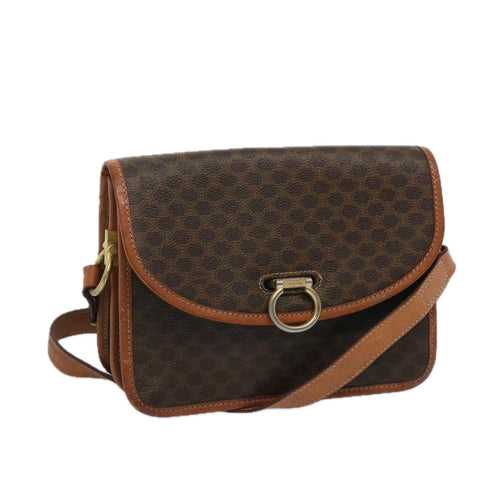 CELINE Macadam Canvas Shoulder Bag PVC Leather Brown  65289