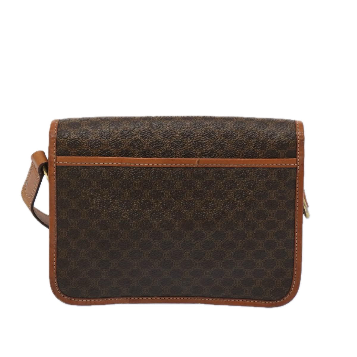 CELINE Macadam Canvas Shoulder Bag PVC Leather Brown  65289