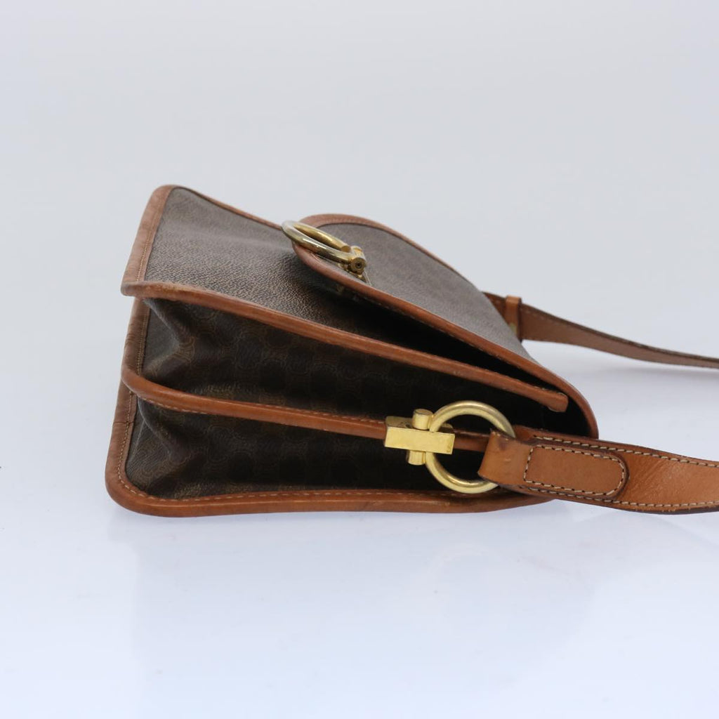 CELINE Macadam Canvas Shoulder Bag PVC Leather Brown  65289