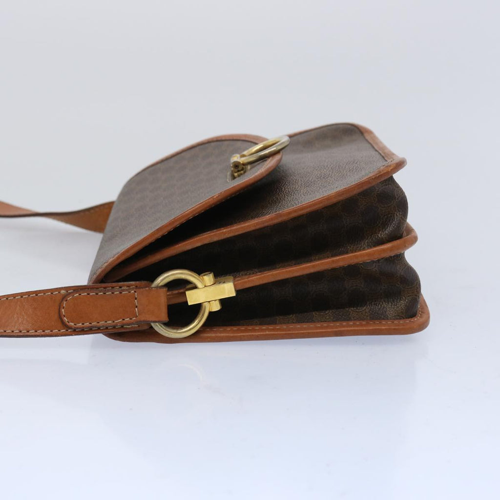 CELINE Macadam Canvas Shoulder Bag PVC Leather Brown  65289