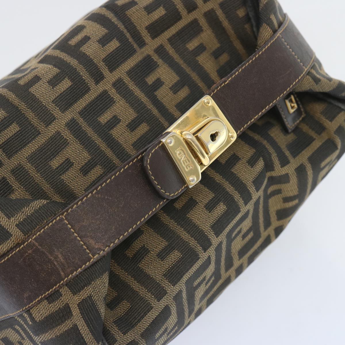 FENDI Zucca Canvas Vanity Hand Bag Brown65366