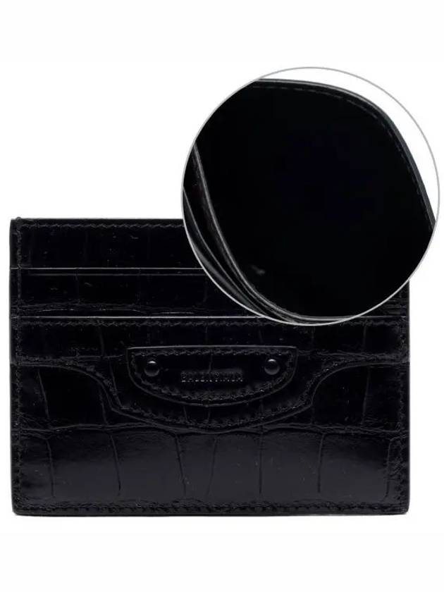 Balenciaga Neo Classic Crocodile Effect Card Wallet Black