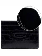 Balenciaga Neo Classic Crocodile Effect Card Wallet Black