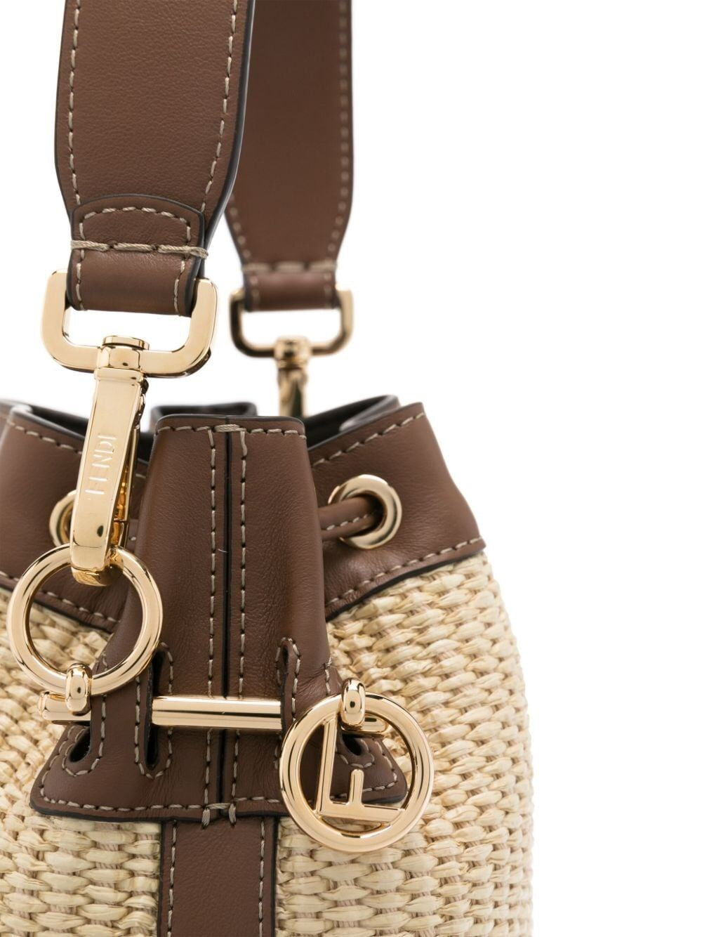 Fendi Women Mon Tresor Mini Bag In Natural Raffia