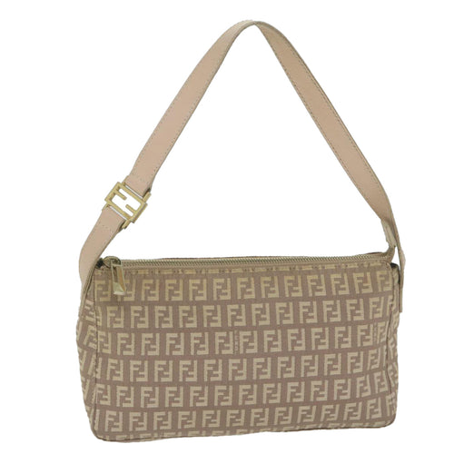 FENDI Zucchino Canvas Shoulder Bag Beige65408