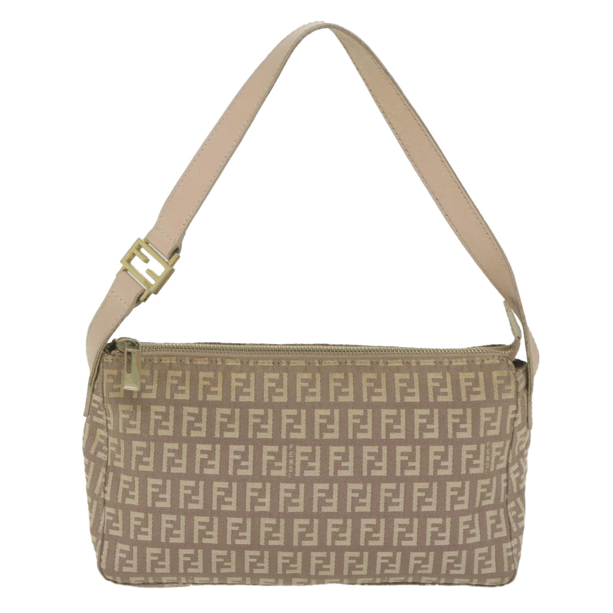 FENDI Zucchino Canvas Shoulder Bag Beige65408