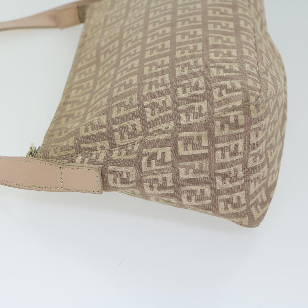 FENDI Zucchino Canvas Shoulder Bag Beige65408