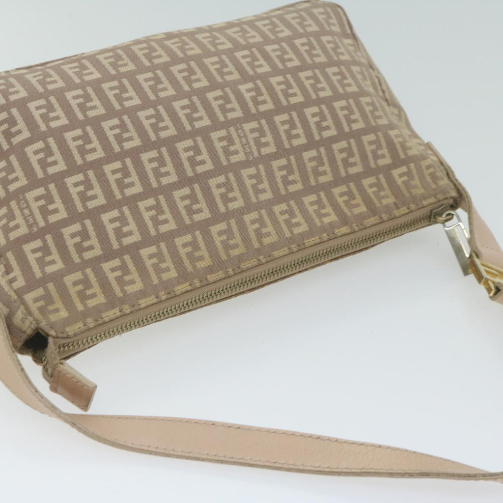 FENDI Zucchino Canvas Shoulder Bag Beige65408