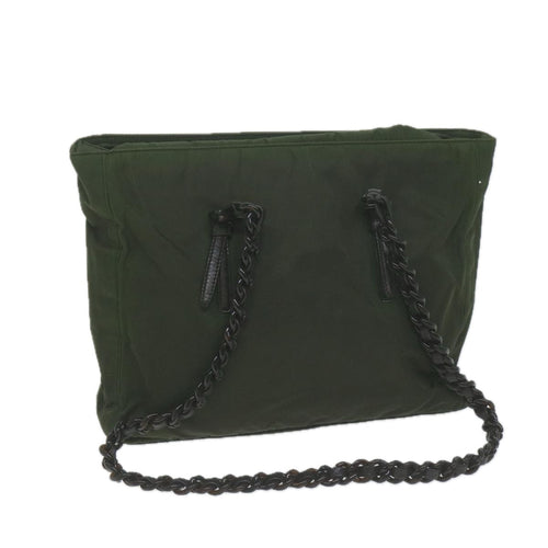 PRADA Chain Tote Bag Nylon Khaki  65437