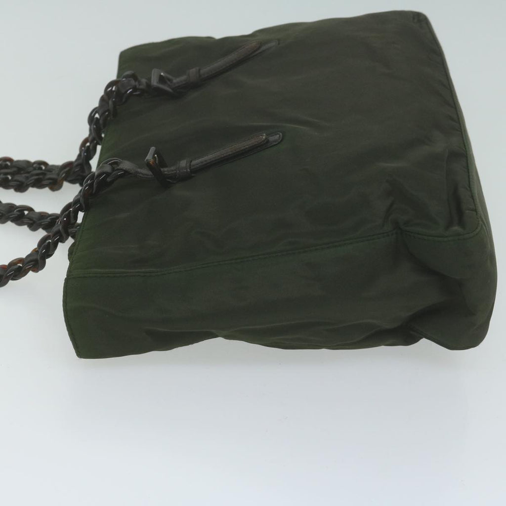 PRADA Chain Tote Bag Nylon Khaki  65437