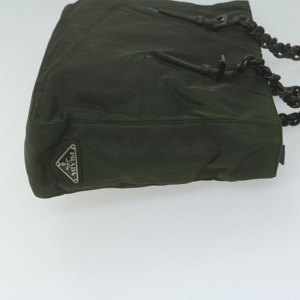 PRADA Chain Tote Bag Nylon Khaki  65437