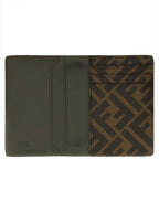 Fendi FF Squared Leather Card Holder Green