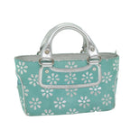 CELINE Hand Bag Suede Light Blue Auth 65527