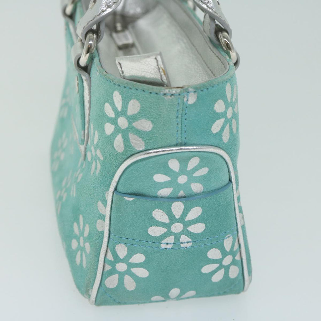 CELINE Hand Bag Suede Light Blue Auth 65527