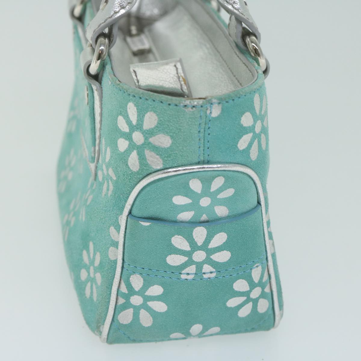 CELINE Hand Bag Suede Light Blue Auth 65527