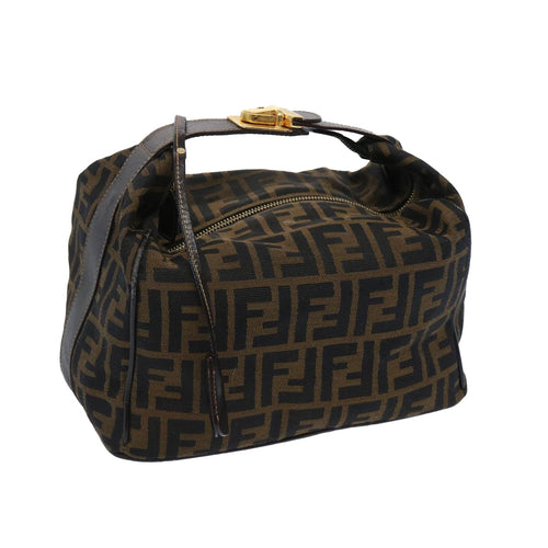 FENDI Zucca Canvas Vanity Cosmetic Pouch Brown Black65535