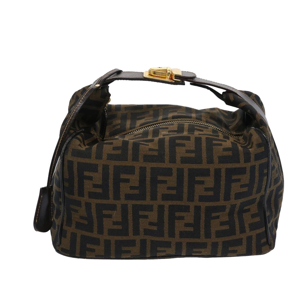 FENDI Zucca Canvas Vanity Cosmetic Pouch Brown Black65535