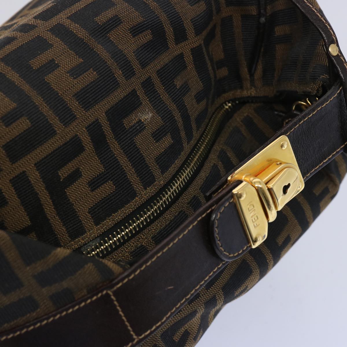 FENDI Zucca Canvas Vanity Cosmetic Pouch Brown Black65535