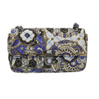 PRADA Chain Shoulder Bag Nylon Brown Blue  65541A