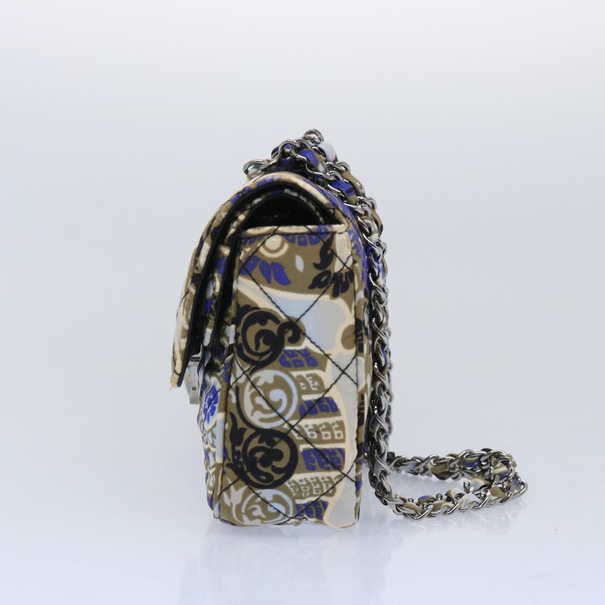 PRADA Chain Shoulder Bag Nylon Brown Blue  65541A