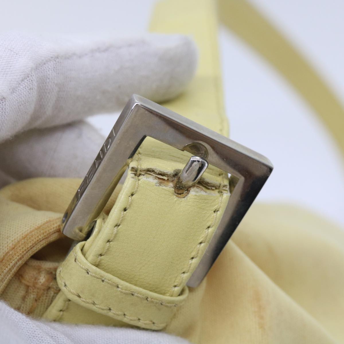 FENDI Mamma Baguette Shoulder Bag Nylon Yellow65559