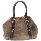 PRADA Hand Bag Leather Brown  65565