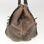 PRADA Hand Bag Leather Brown  65565