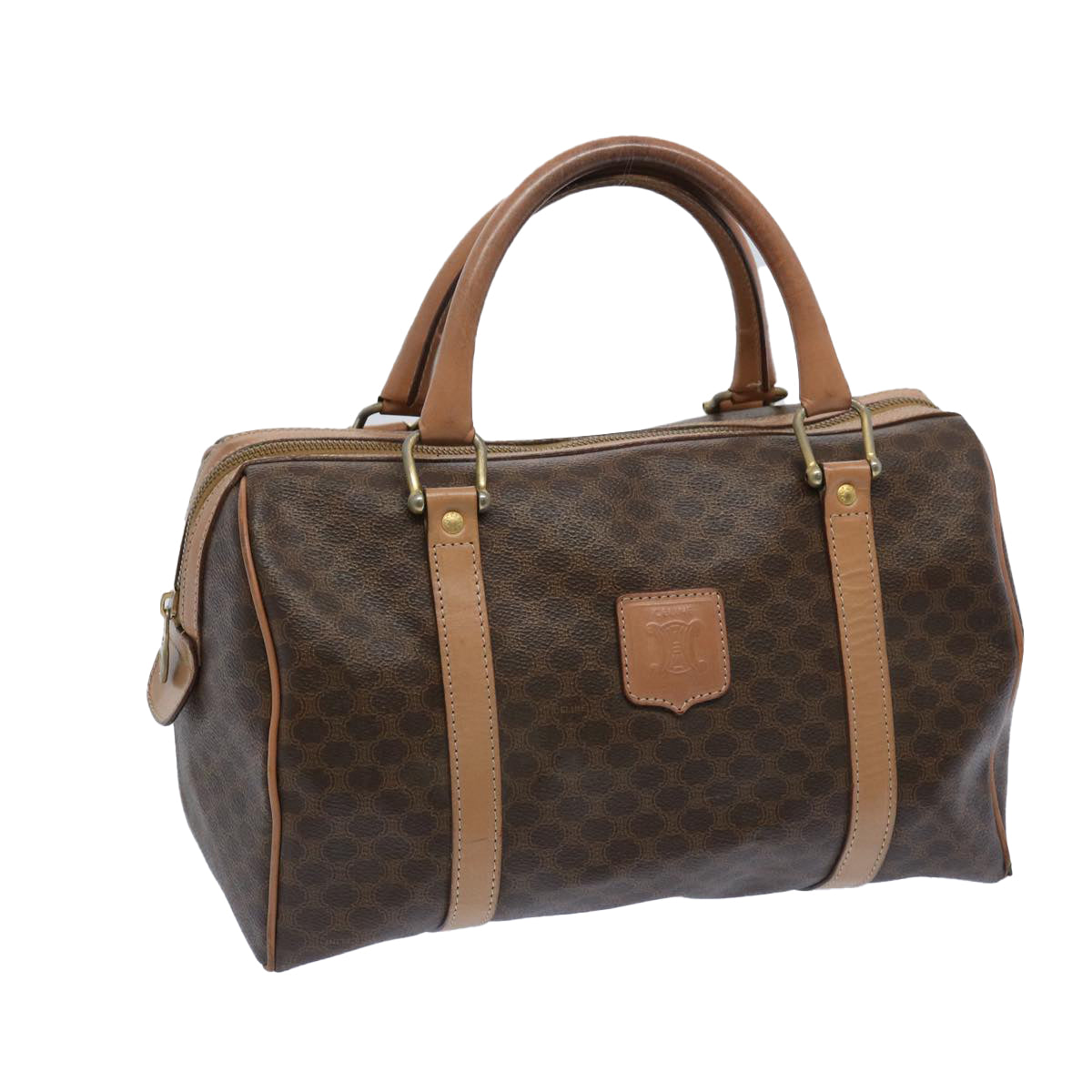 CELINE Macadam Canvas Boston Bag PVC Brown  65586