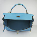 Hermes Kelly 35cm Togo Leather Handbag Light Blue/Golden