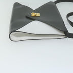 CELINE Clutch Bag Leather 2way White Black Auth 65641
