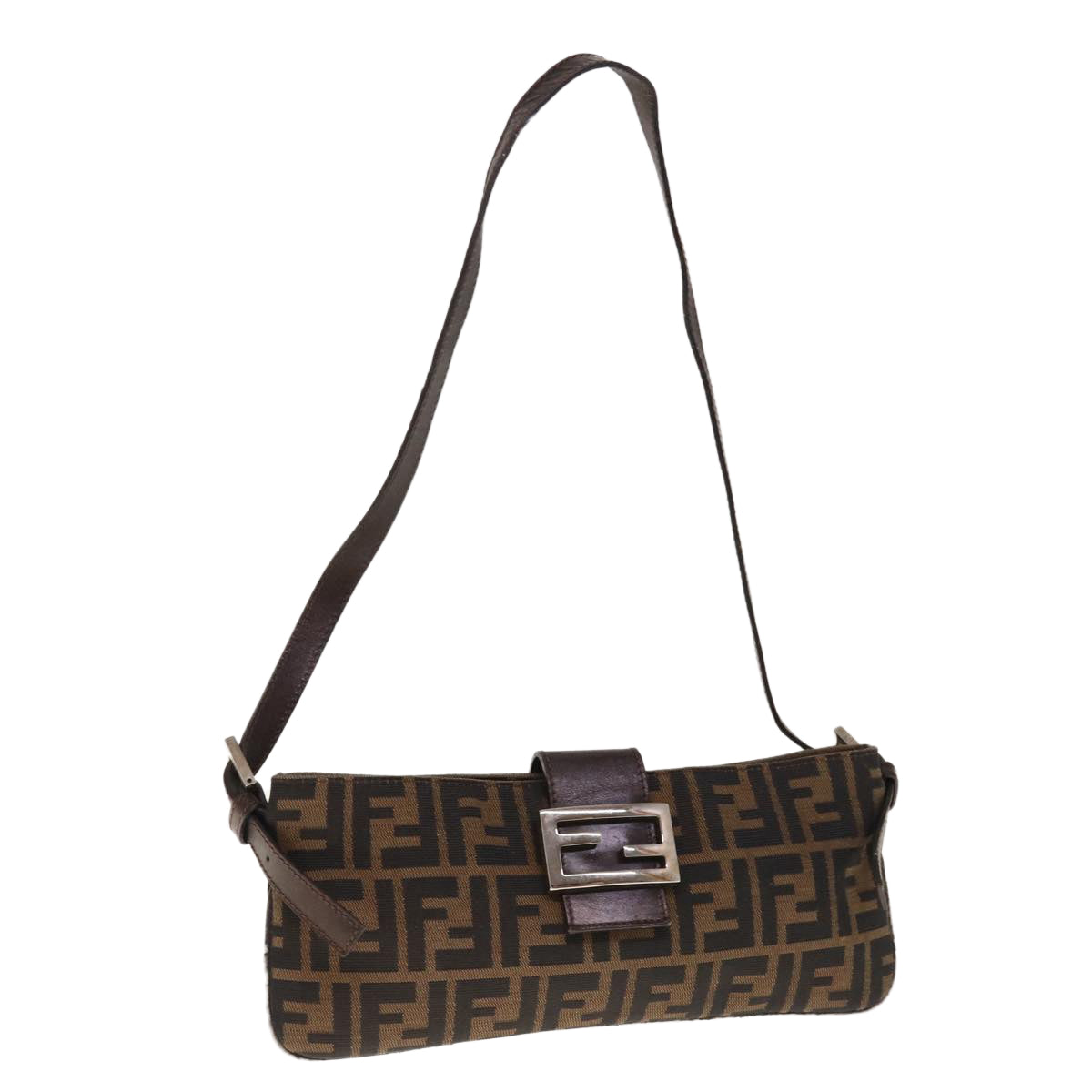 FENDI Zucca Canvas Mamma Baguette Shoulder Bag Brown Black65651