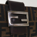 FENDI Zucca Canvas Mamma Baguette Shoulder Bag Brown Black65651