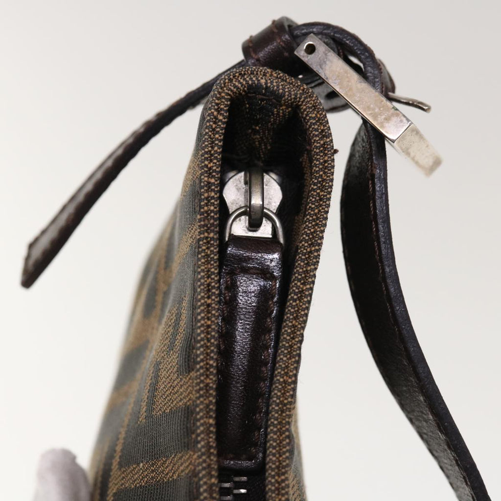FENDI Zucca Canvas Mamma Baguette Shoulder Bag Brown Black65651
