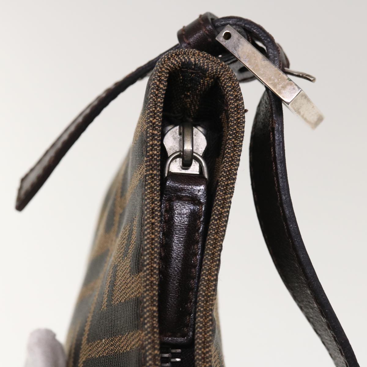 FENDI Zucca Canvas Mamma Baguette Shoulder Bag Brown Black65651