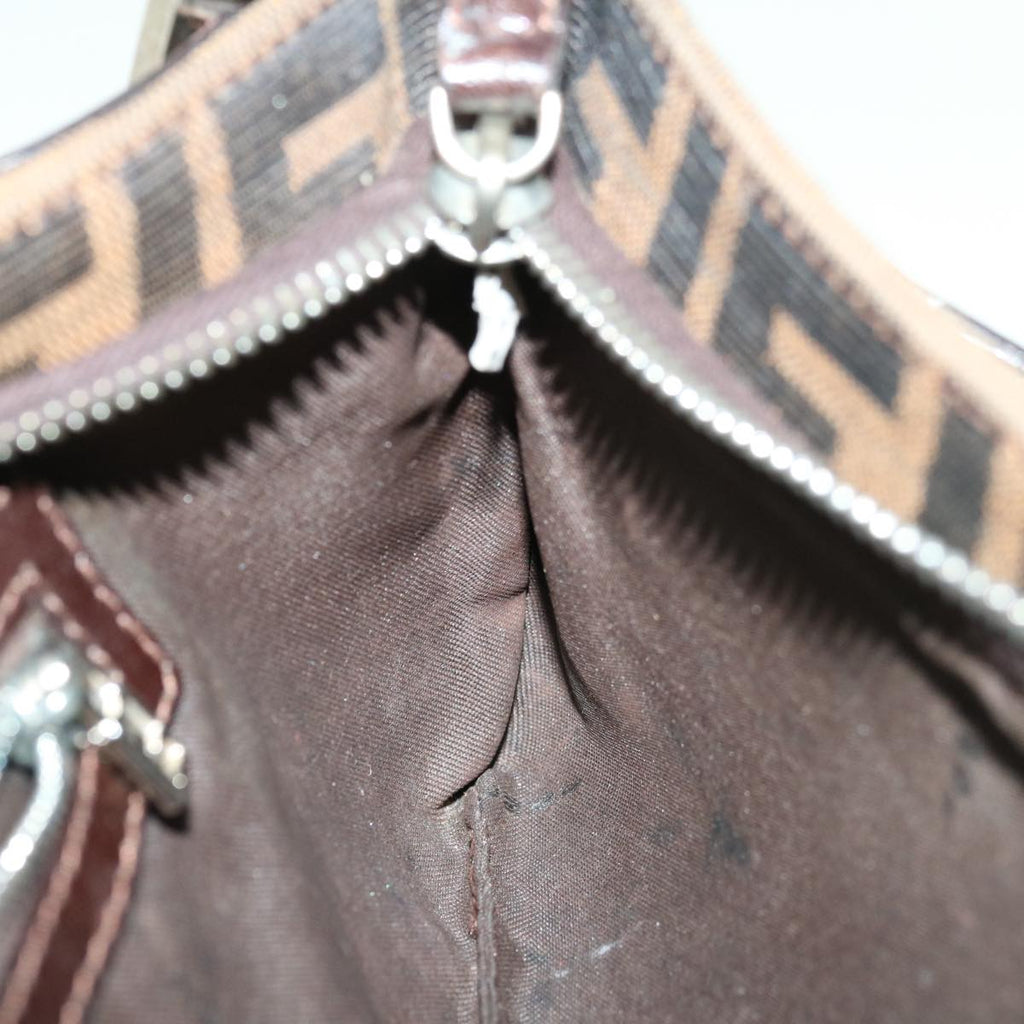 FENDI Zucca Canvas Mamma Baguette Shoulder Bag Brown Black65651