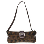 FENDI Zucca Canvas Mamma Baguette Shoulder Bag Brown Black65651