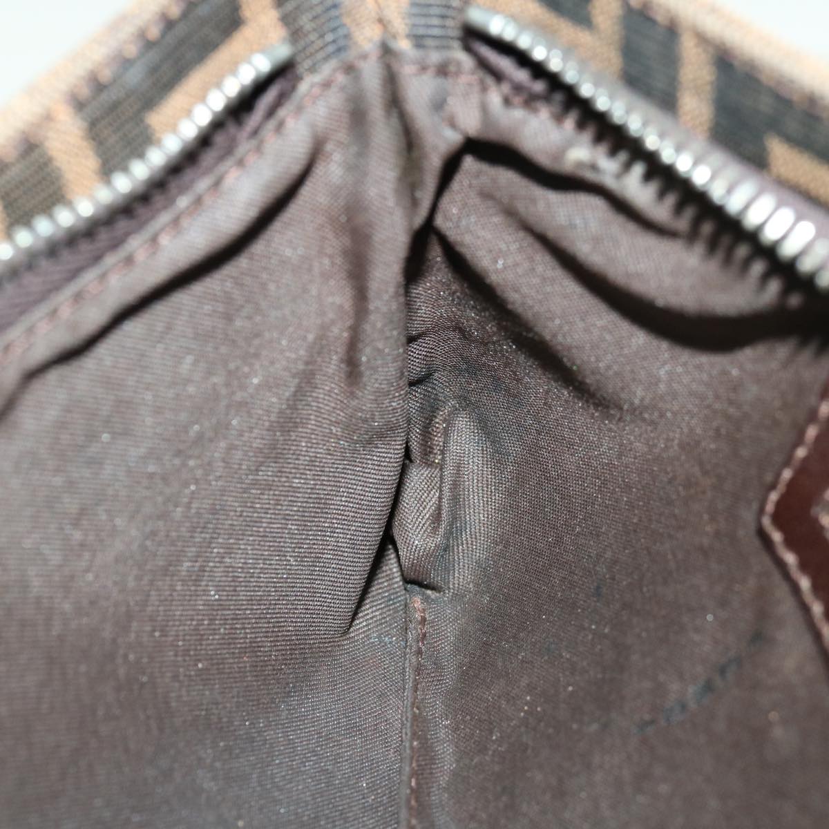 FENDI Zucca Canvas Mamma Baguette Shoulder Bag Brown Black65651