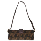 FENDI Zucca Canvas Mamma Baguette Shoulder Bag Brown Black65651