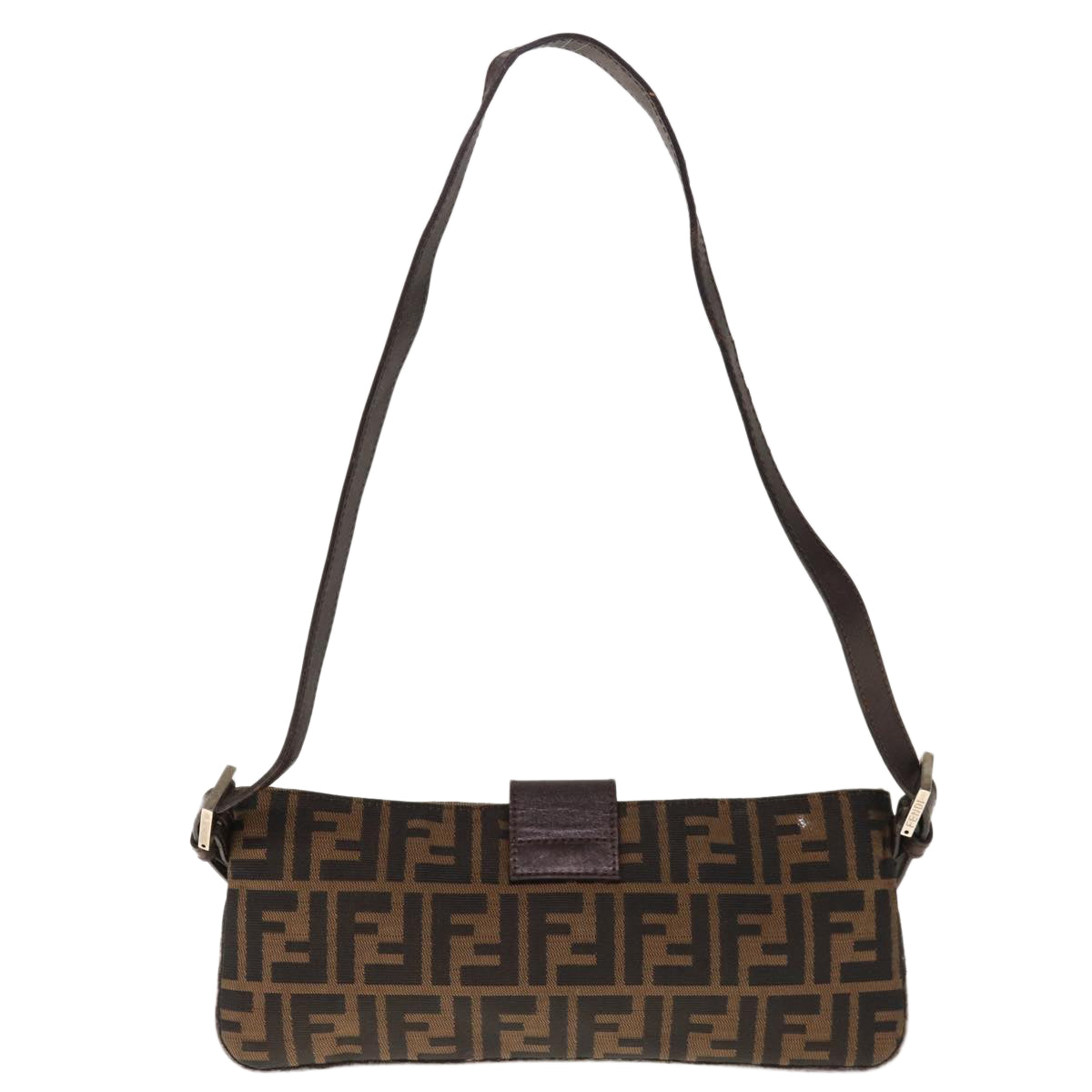 FENDI Zucca Canvas Mamma Baguette Shoulder Bag Brown Black65651
